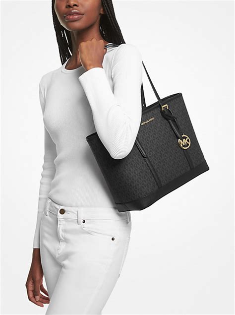 michael kors jet set signature monogram top zip tote|Jet Set Travel Small Metallic Logo Top.